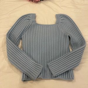 Blue Square Neckline Sweater